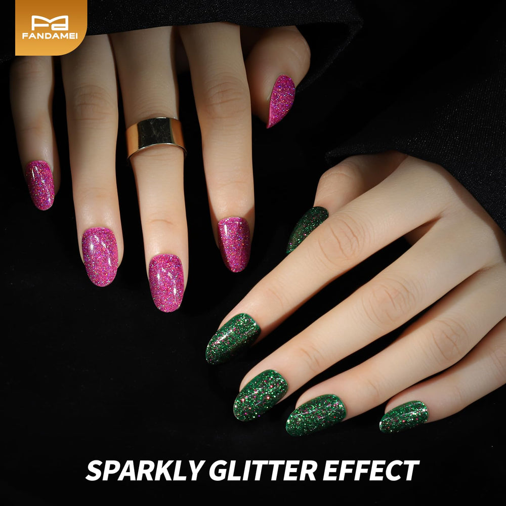 Uñas FANDAMEI brillo granulado, para brillos intensos en eventos.