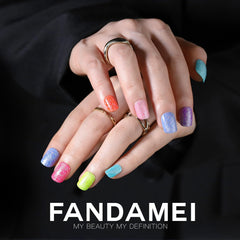 Fandamei uñas pegables con brillo grueso para un efecto deslumbrante