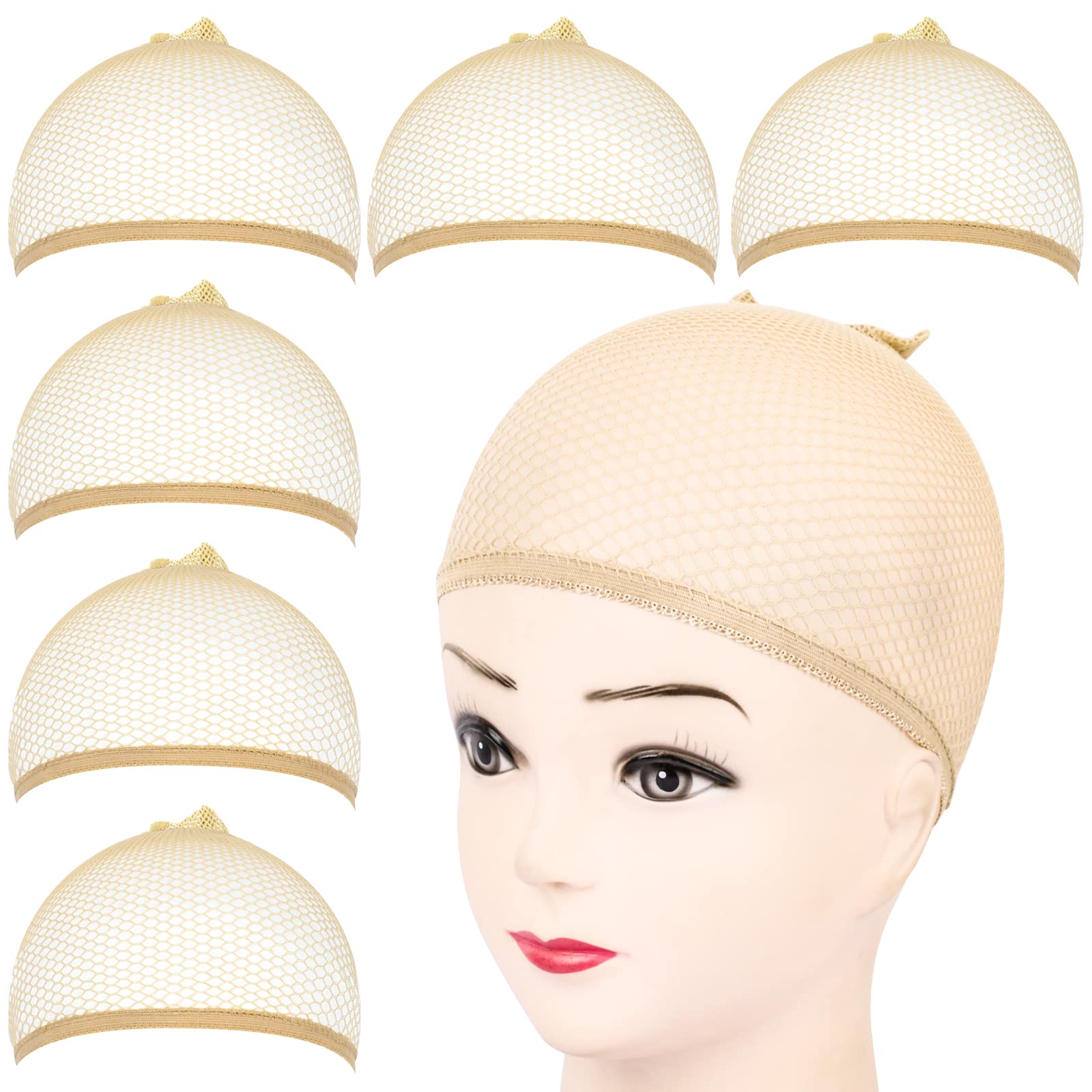 Fandamei wig cap six-pack in light brown for breathable hair control under wigs.