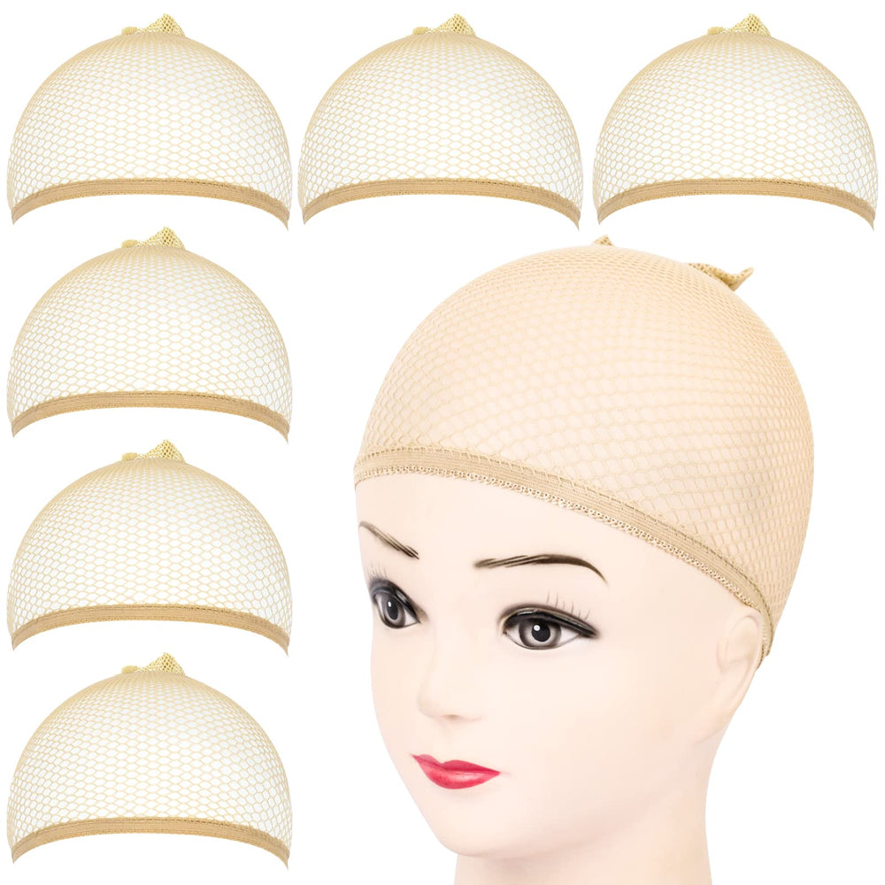 Fandamei wig cap six-pack in light brown for breathable hair control under wigs.