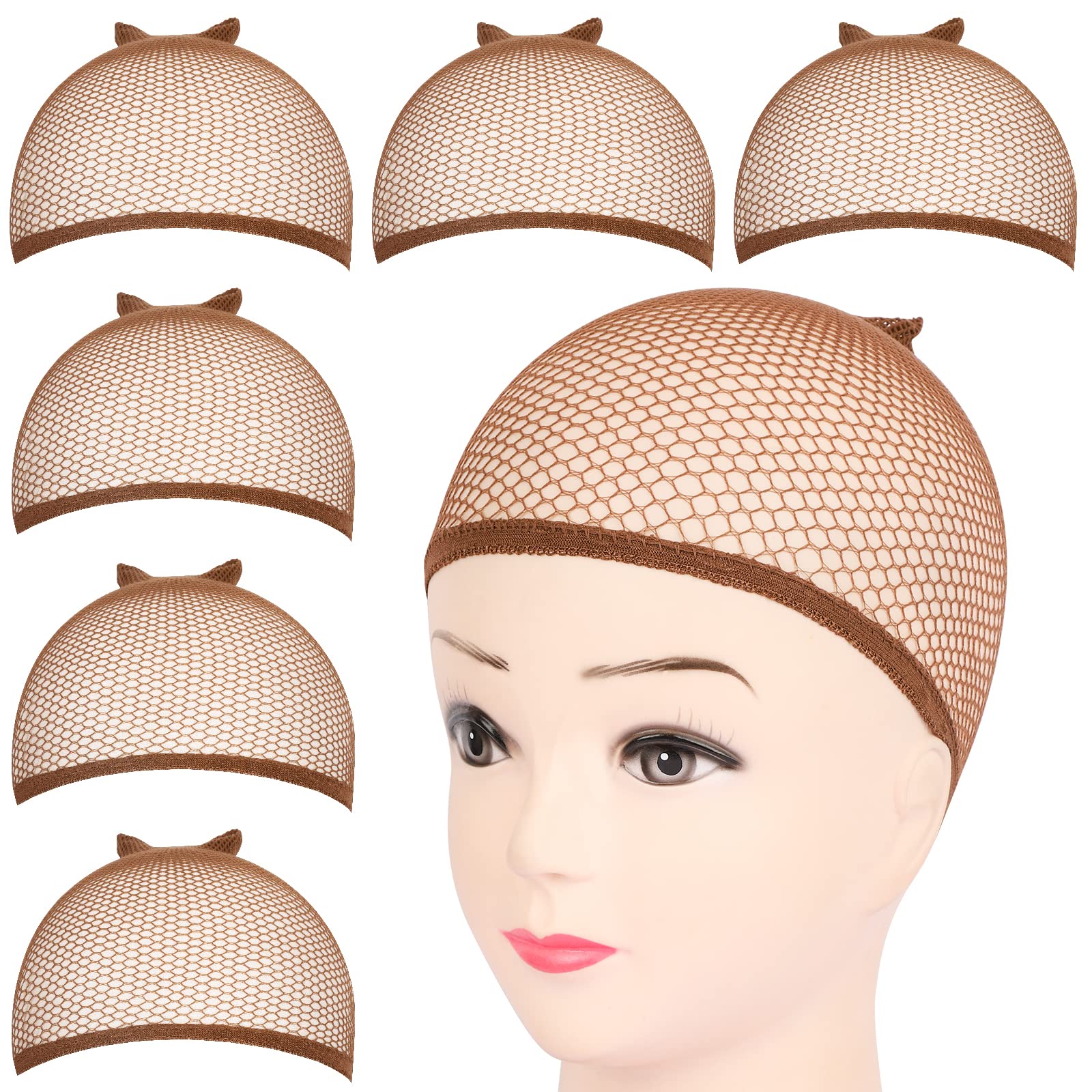 Fandamei dark brown mesh wig cap, breathable and comfortable for daily wear.