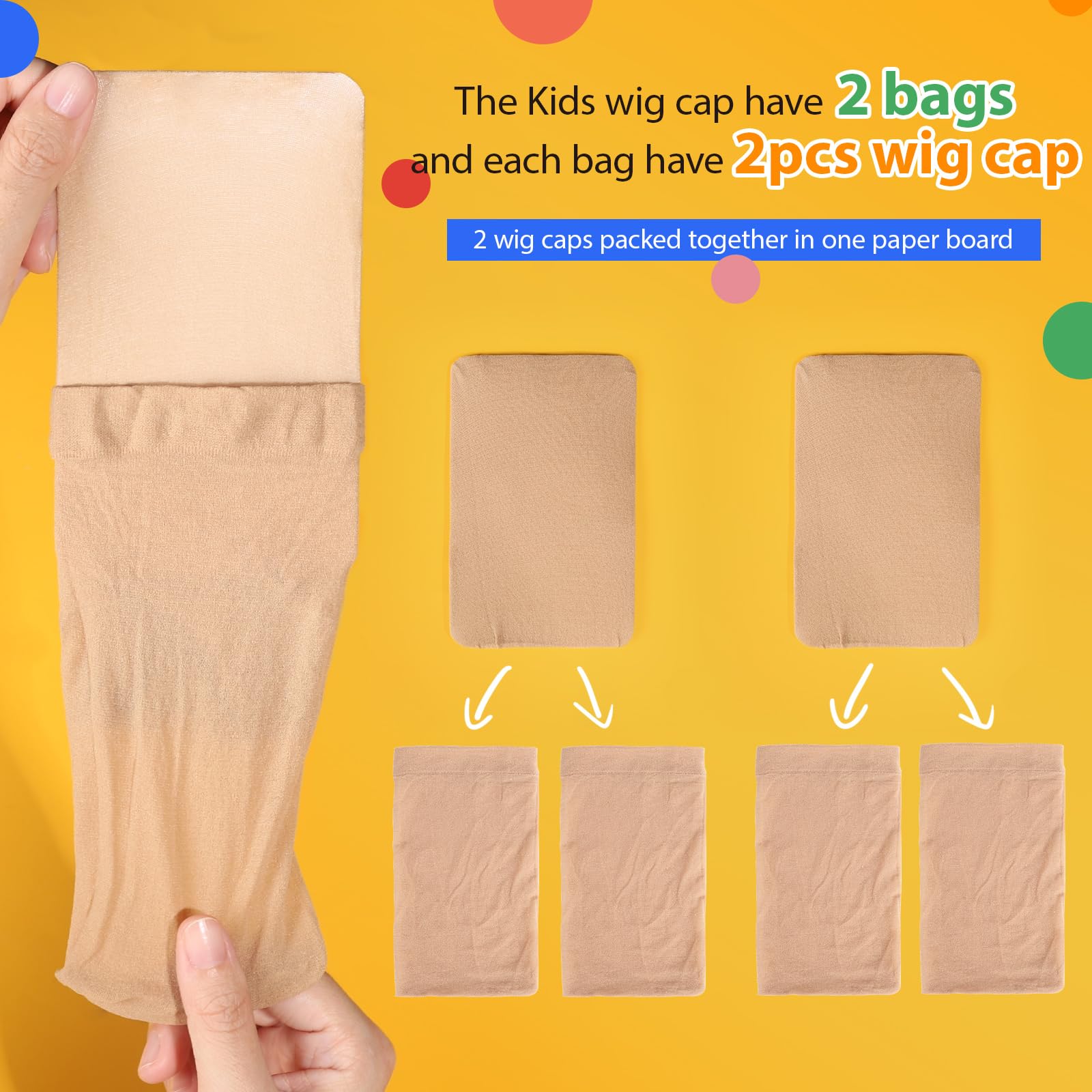 Fandamei kid wig cap in stretchy nylon keeps hair neatly tucked
