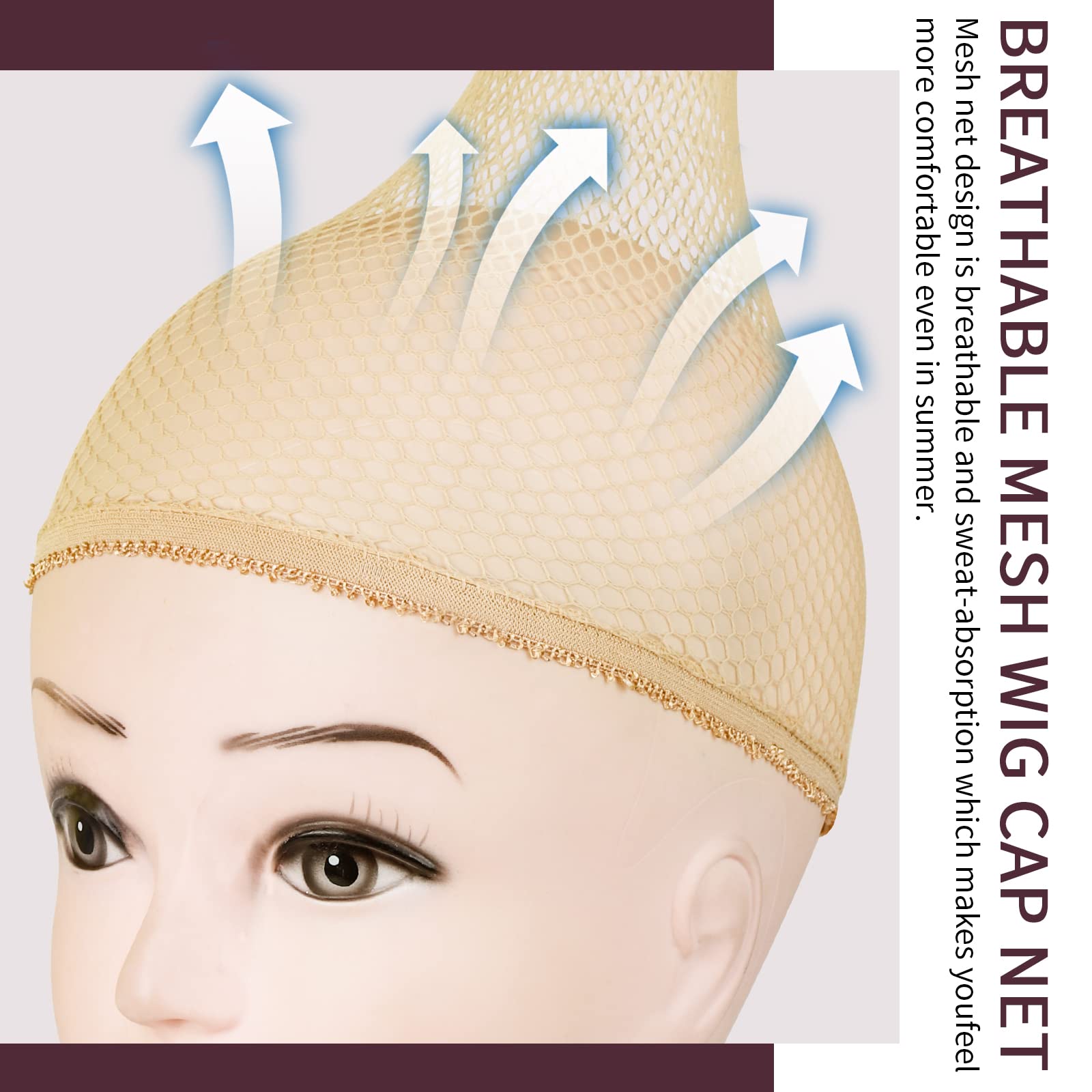 Fandamei Wig Cap Net light brown on-head fit for daily use