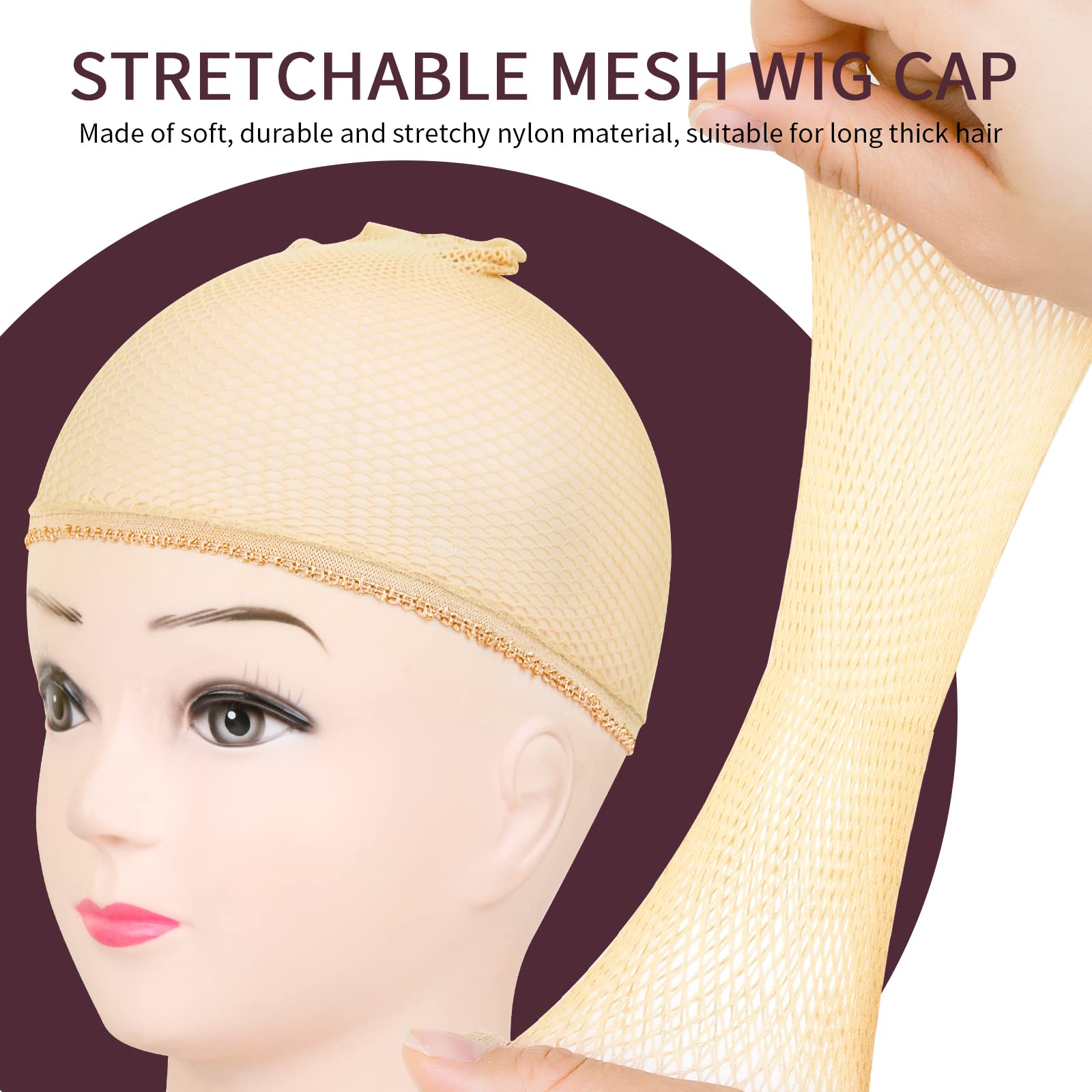 Fandamei Wig Cap Net light brown packaging 4pc set