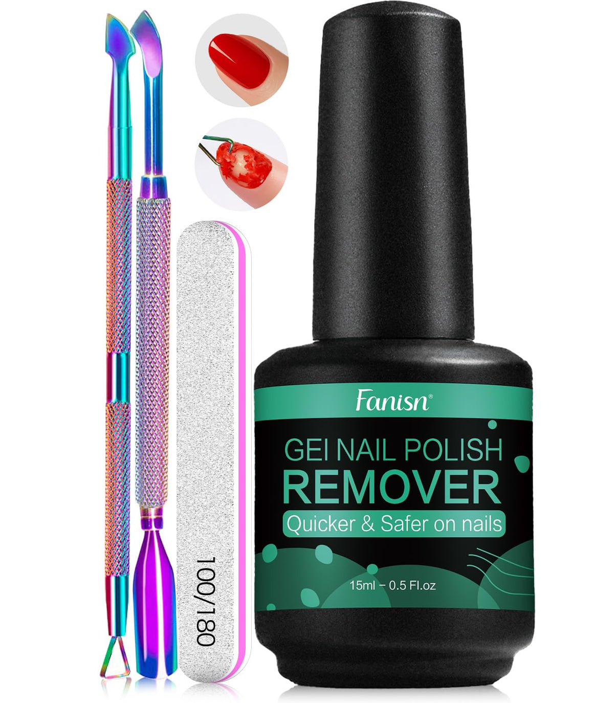 FANISN removedor gel 15ml para eliminación rápida de esmalte