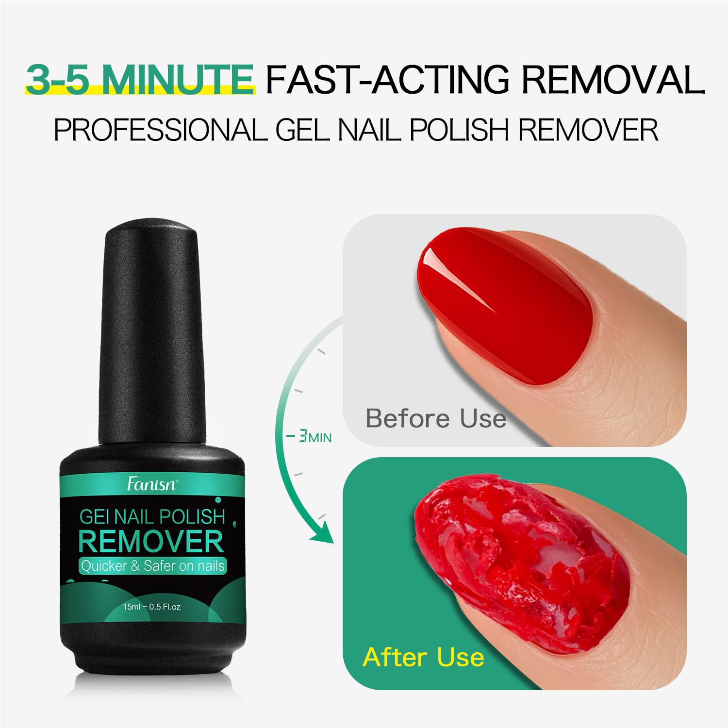 Fanisn Remover Gel sin acetona desprende gel suavemente cuidando uñas naturales