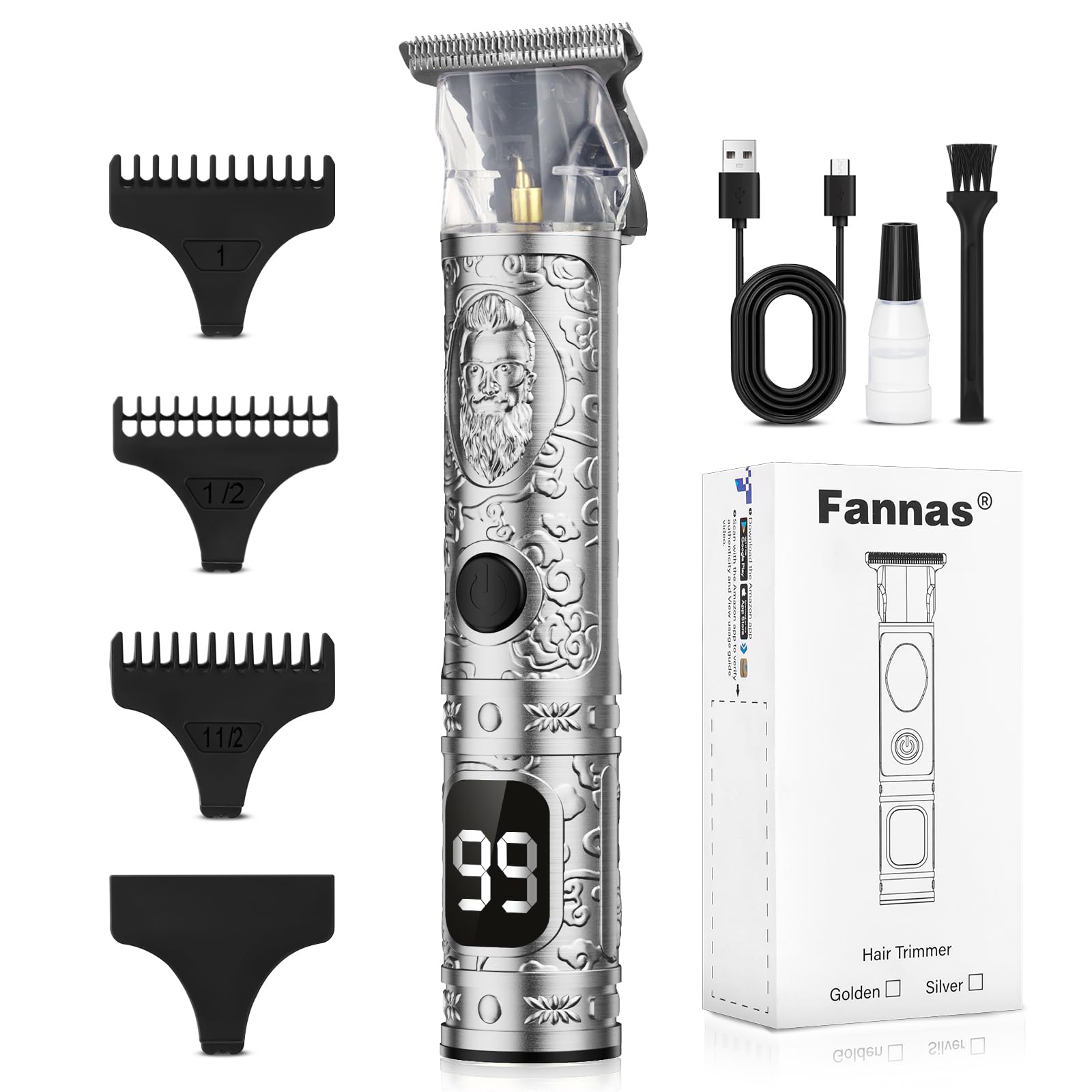 Fannas cordless hair clippers with USB charging for travel use.