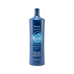 Fanola Wonder No Orange Blue Shampoo bottle tones color-treated hair and reduces brassiness