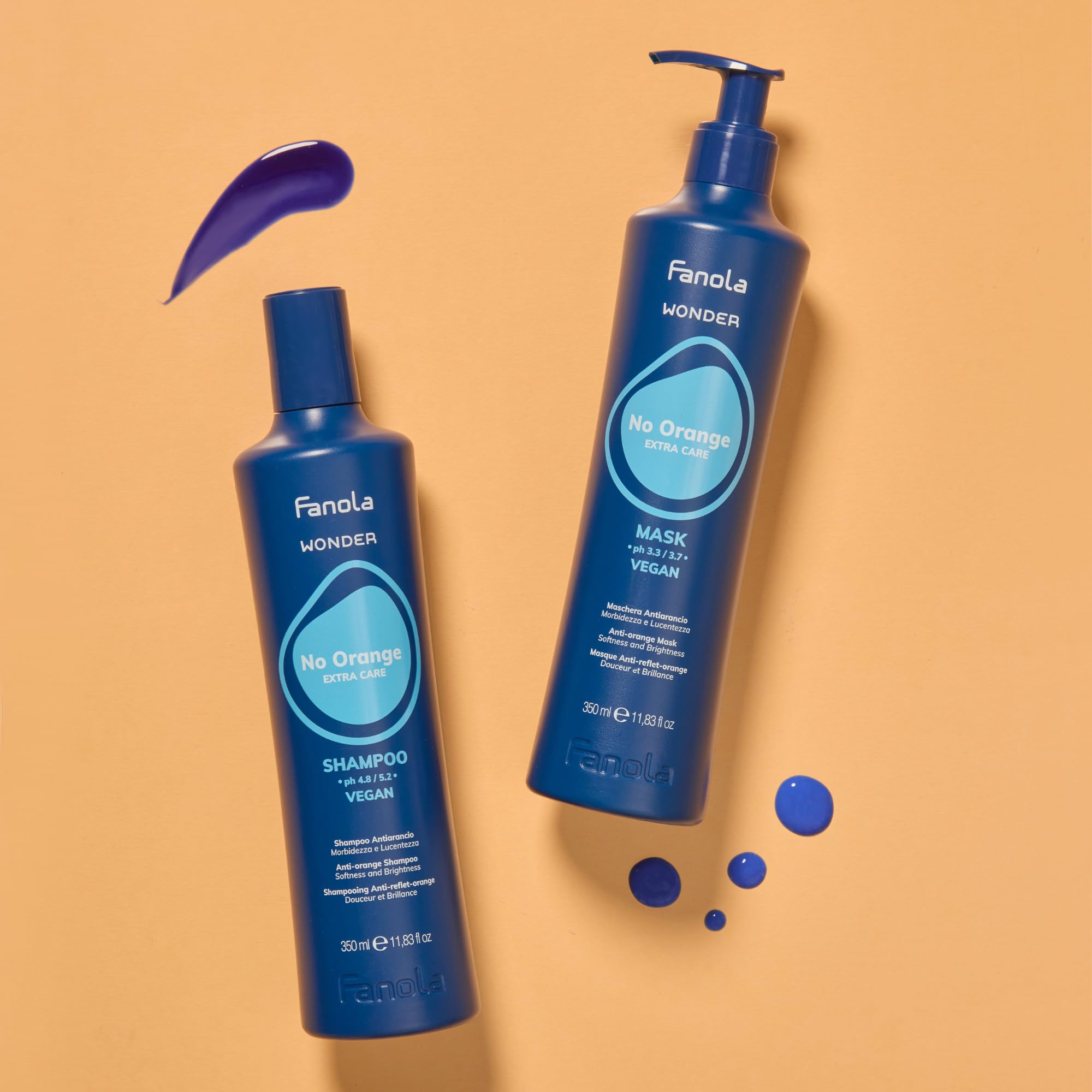 Fanola Wonder No Orange seals the cuticle for lasting shine.
