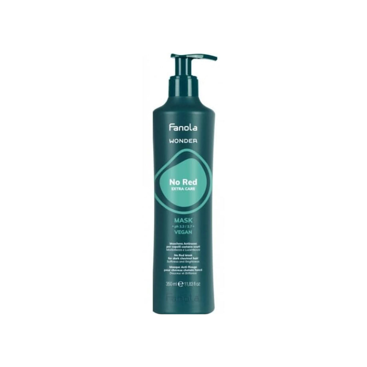 Fanola Wonder No Red hair mask with green toning neutralizes red undertones on brunette hair