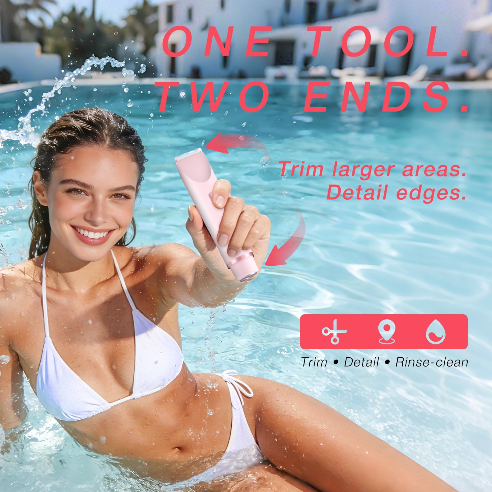Fanovae bikini trimmer dual-ends for fast smoothing of larger areas.