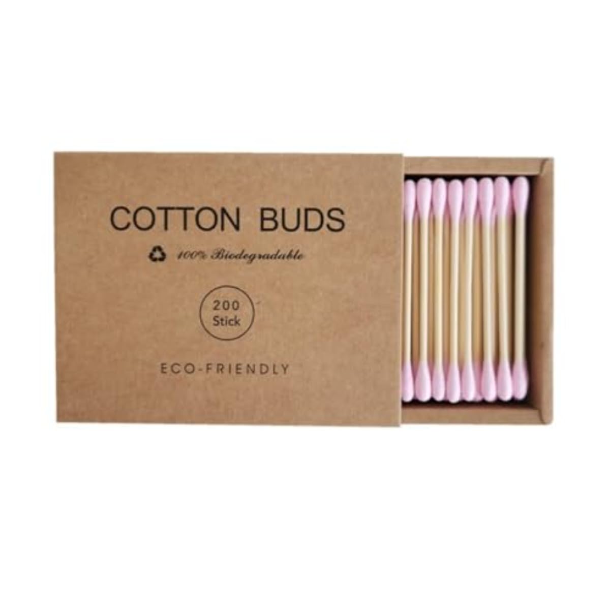 FANPOI pink cotton swabs 200pc pack for precise makeup removal and gentle cleaning.