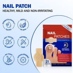 Applying FANSHI hydrogel patch to a damaged nail for overnight treatment.