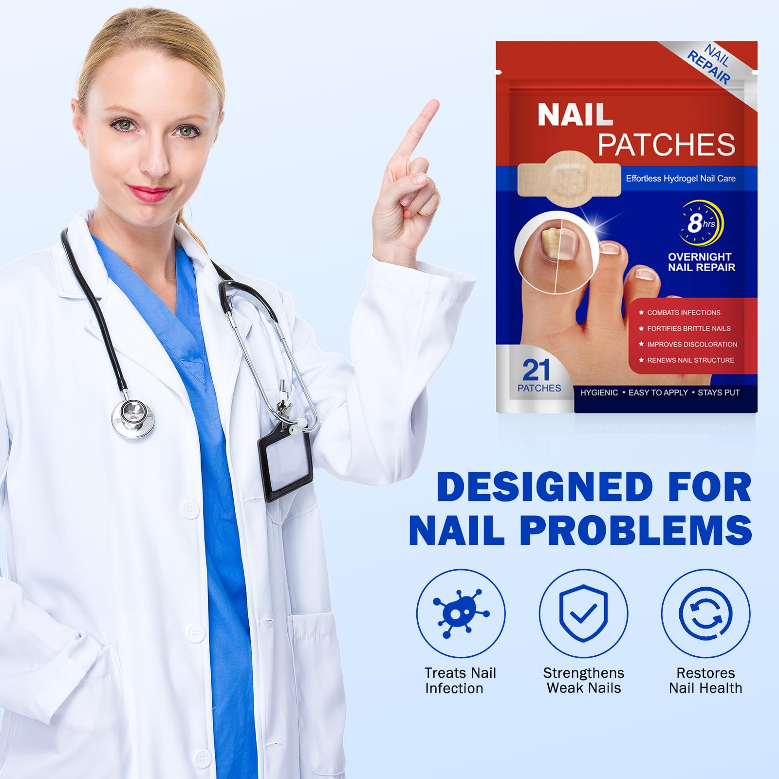 Soft breathable fabric patches keep comfortable wear during sleep.