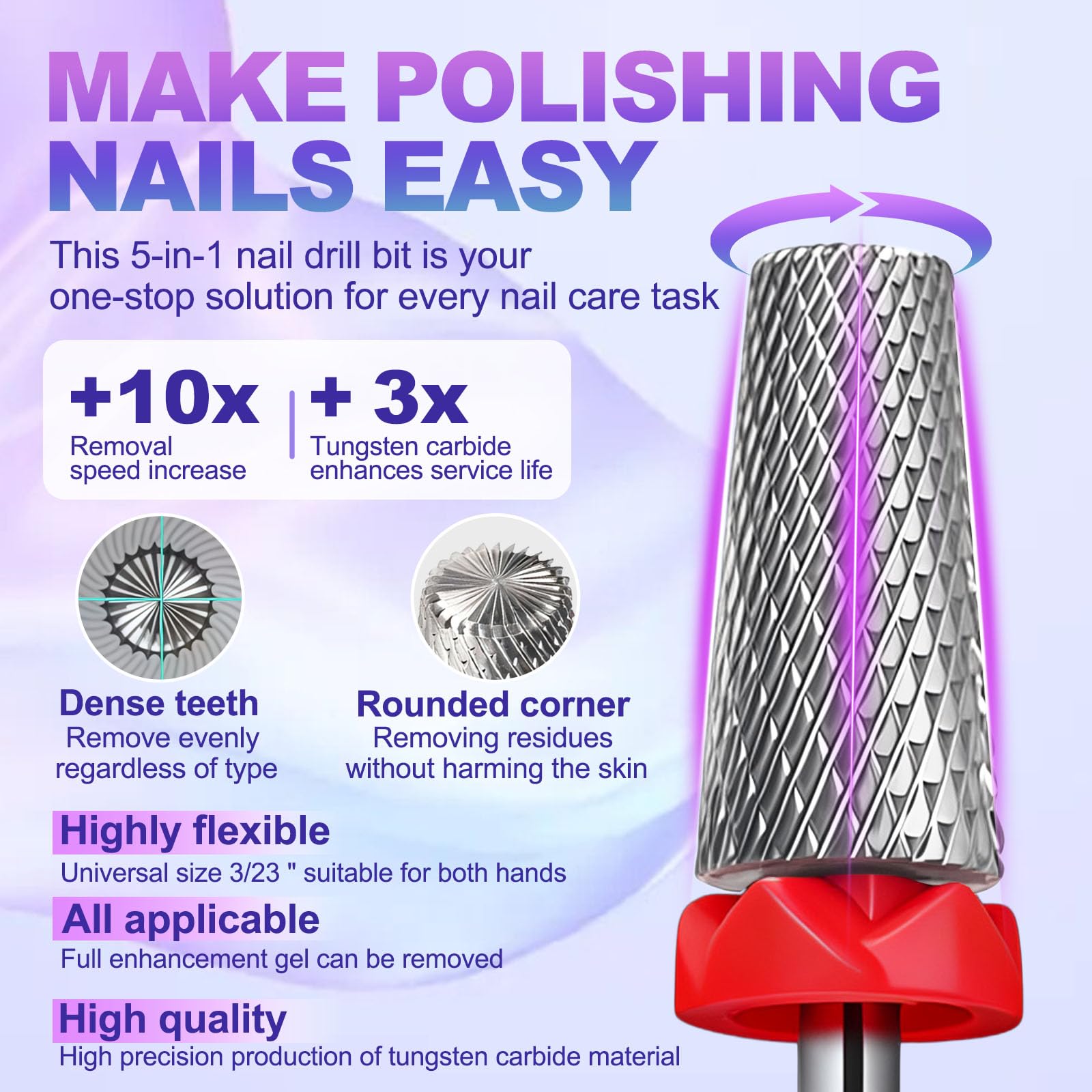 FANTEXY 5-in-1 carbide drill bit for shaping nails
