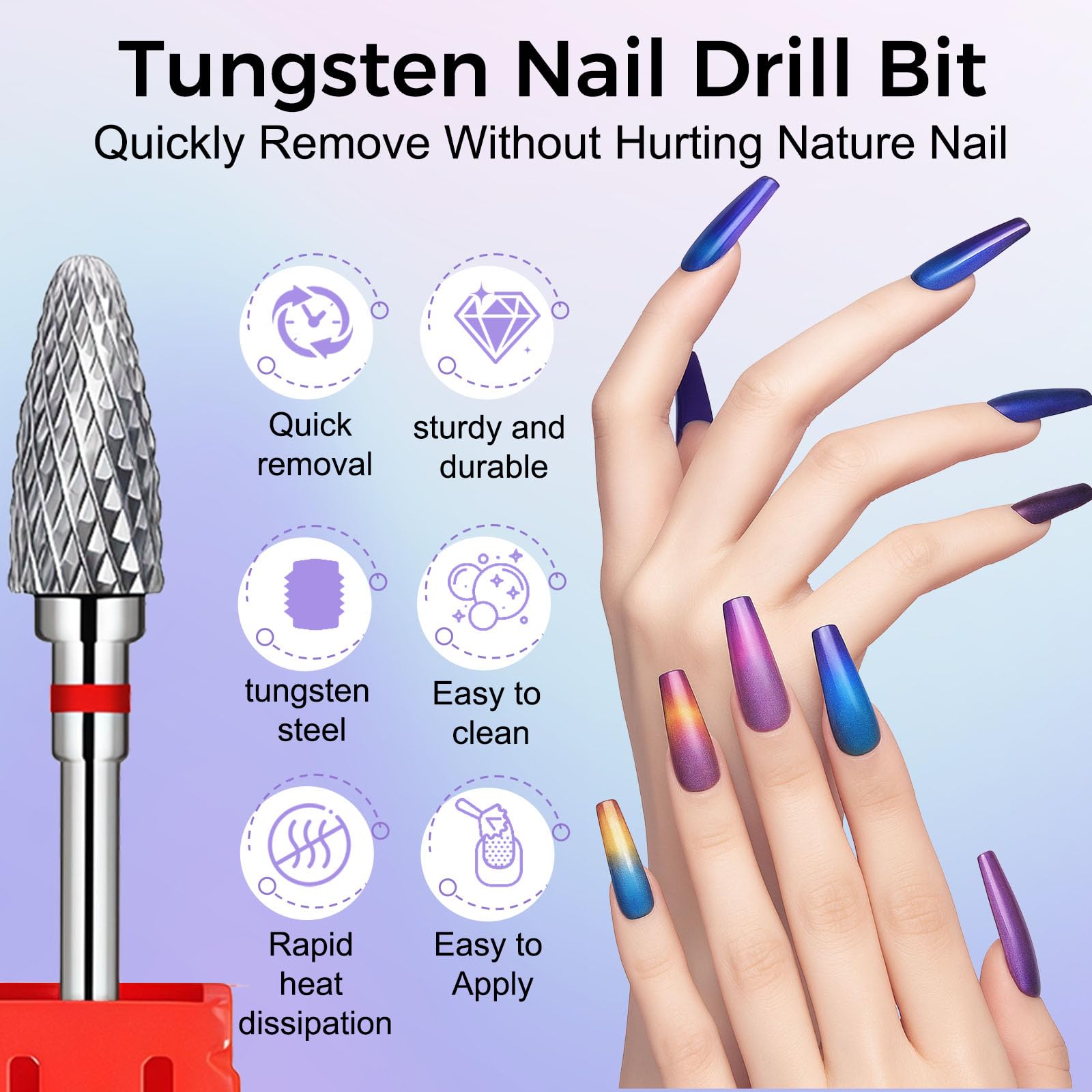 FANTEXY cone tungsten nail drill bit for gel removal with less dust