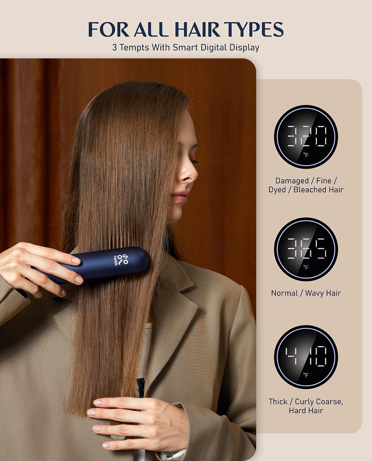 Fanttik Solo I10 APEX ionic technology helps smooth flyaways for a polished look.