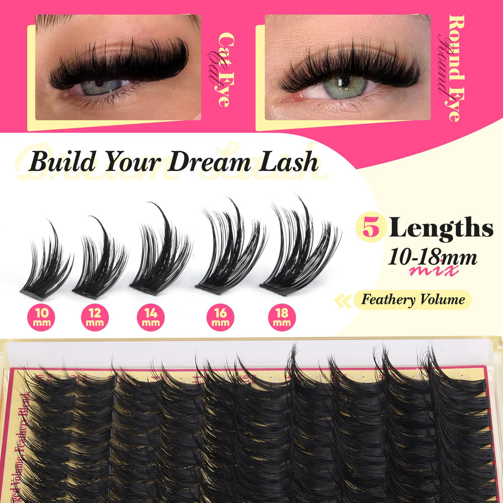 FANXITON 14mm clusters creating dramatic, voluminous lashes