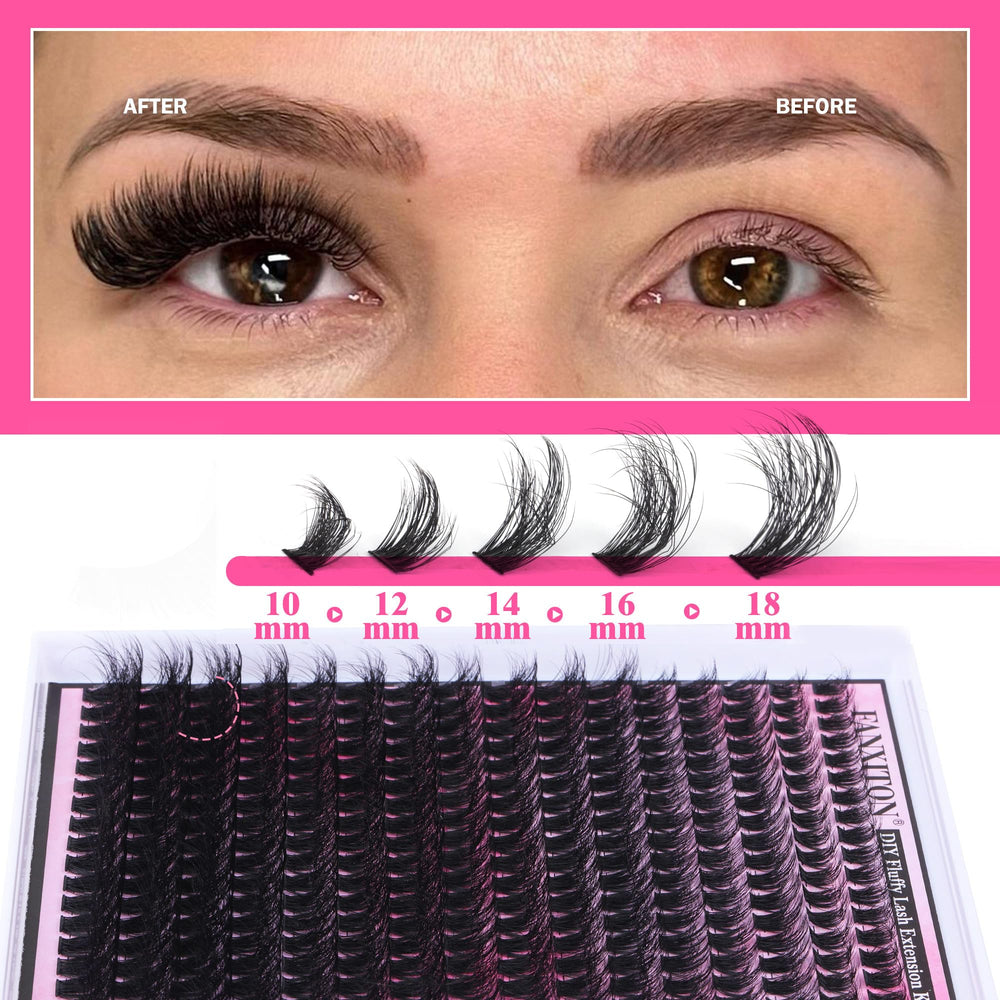 FanXiton 288-pcs lash clusters offer varied lengths for tailored eyelash styles.