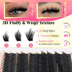 FANXITON 300D spiky lash clusters 12mm for wispy volume.