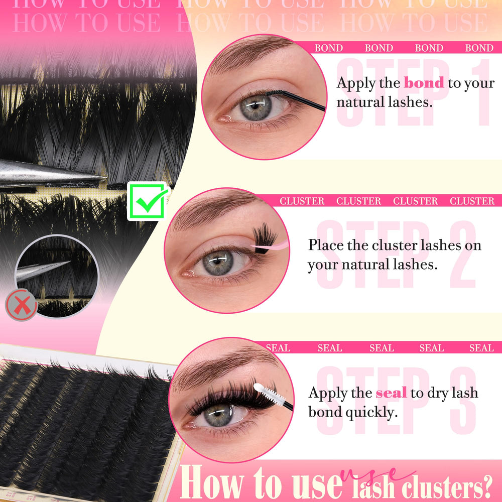 FANXITON 300D spiky lash clusters 14mm for bold, layered drama.