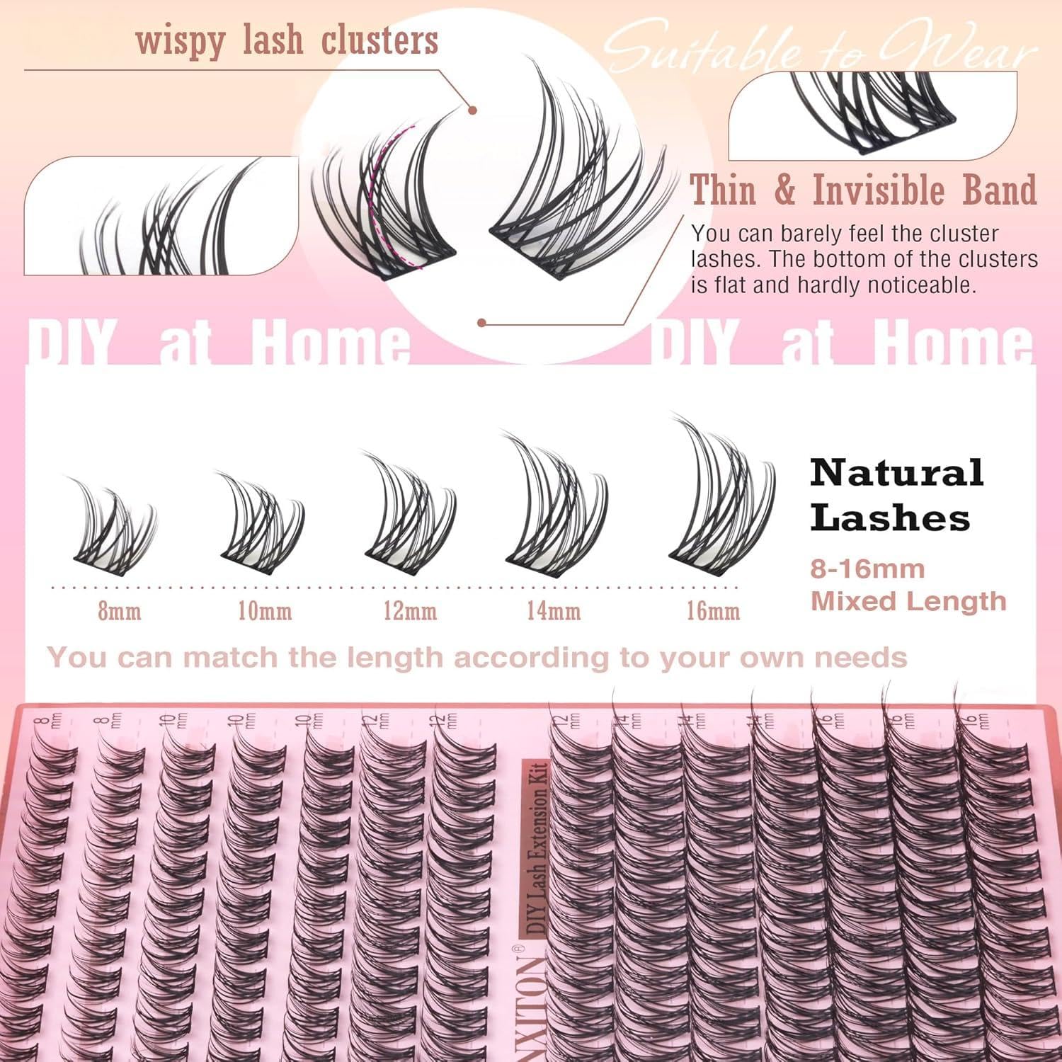 FANXITON C-curvature lashes creating natural volume and dimension.