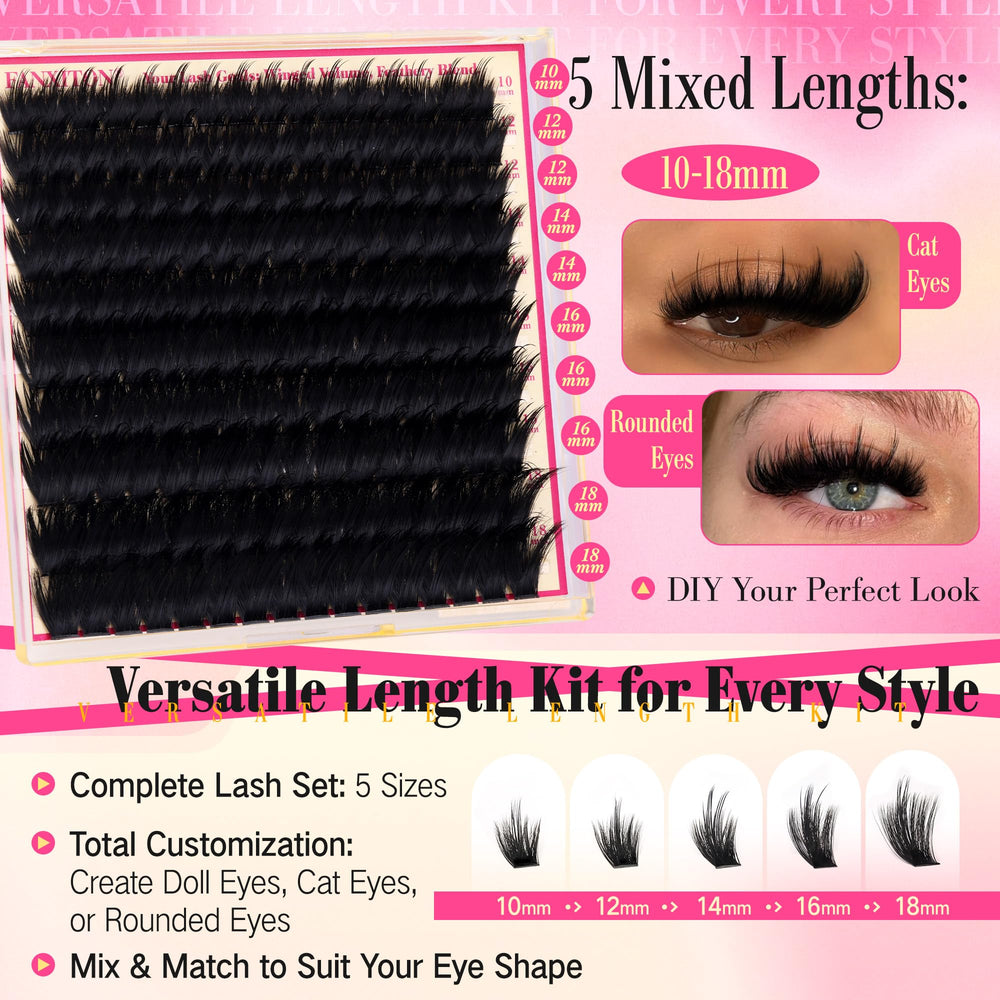 FANXITON cat-eye style lash clusters for winged effects.