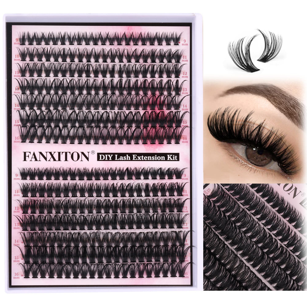 FanXiton Cluster Lashes 280 pcs bundle for lightweight, natural-looking volume, ideal for DIY extensions.