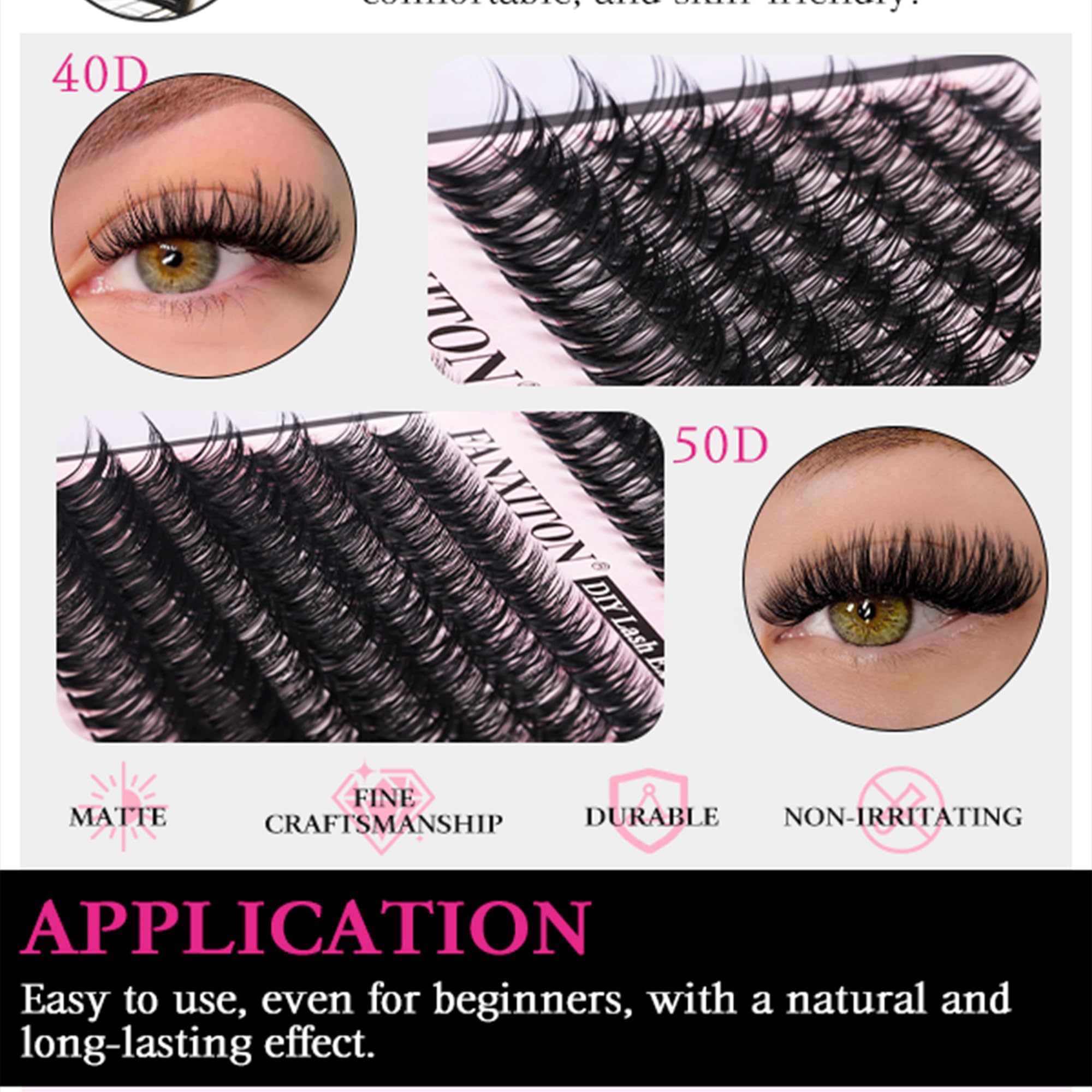 FANXITON D curl lash clusters in 9-16 mm for versatile looks