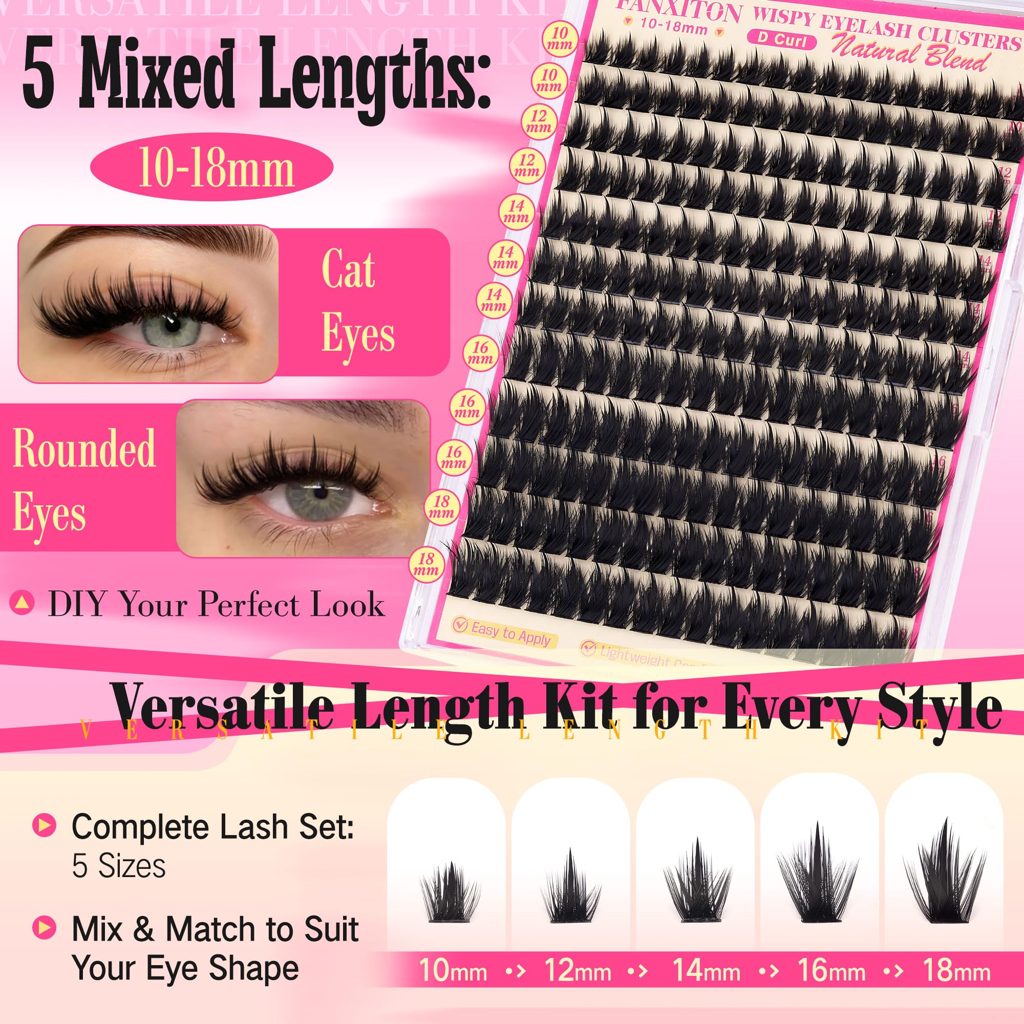 FANXITON D-curl look supports versatile styles like cat-eye with clusters