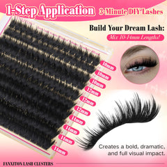 FANXITON D Curl 3D fluffy lash clusters 10mm for cat-eye lift.