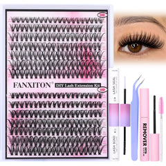 Fanxiton DIY lash extension kit 280pcs for easy at-home salon results.