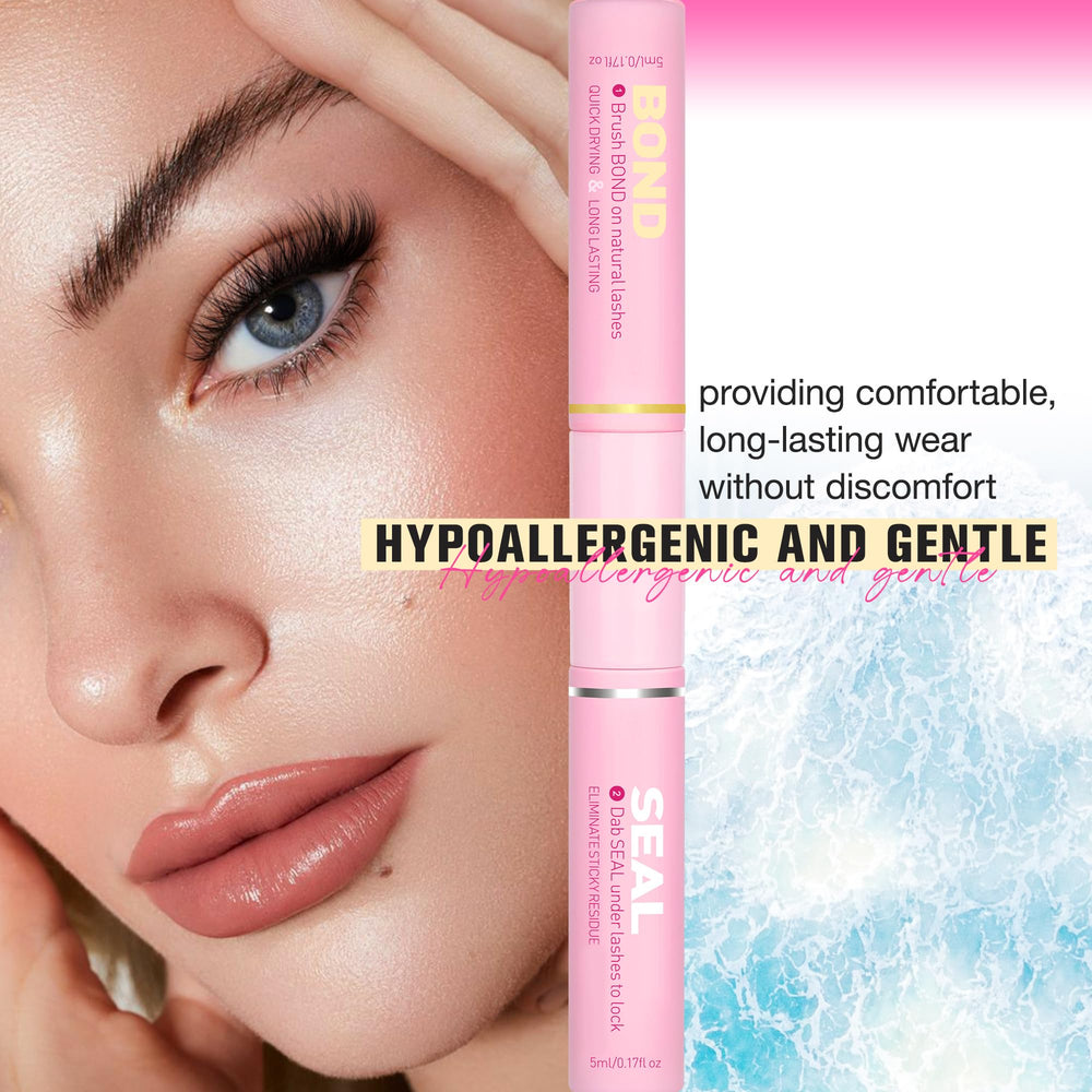 Closeup of fast-drying lash glue for clean results