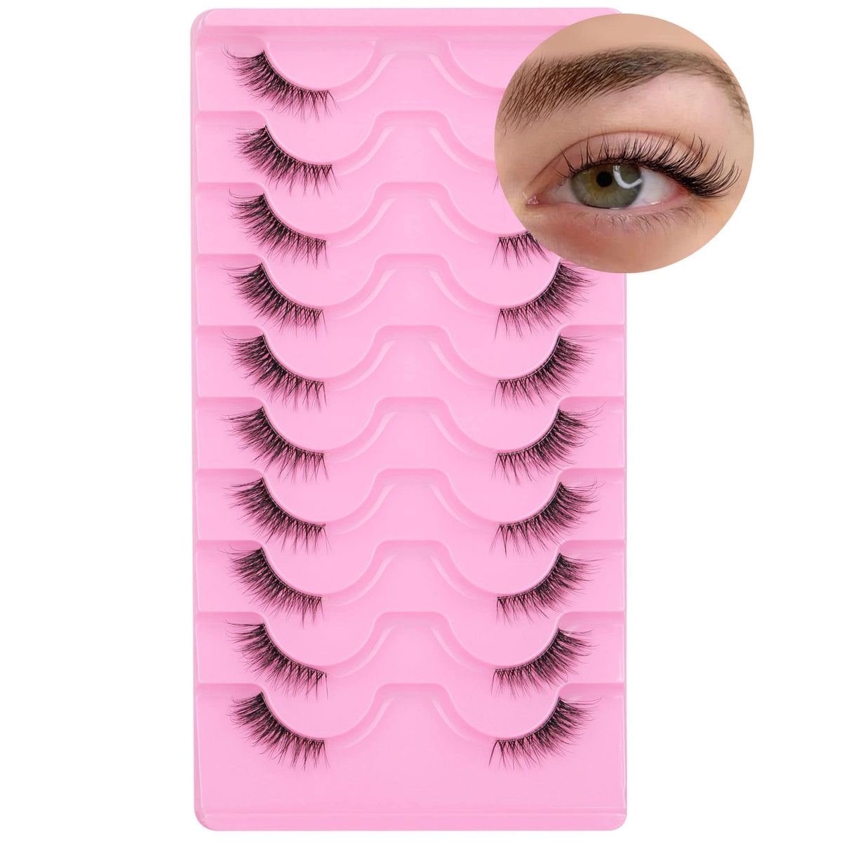 FANXITON Half Lashes offer a natural look with a wispy cat-eye for daily wear.