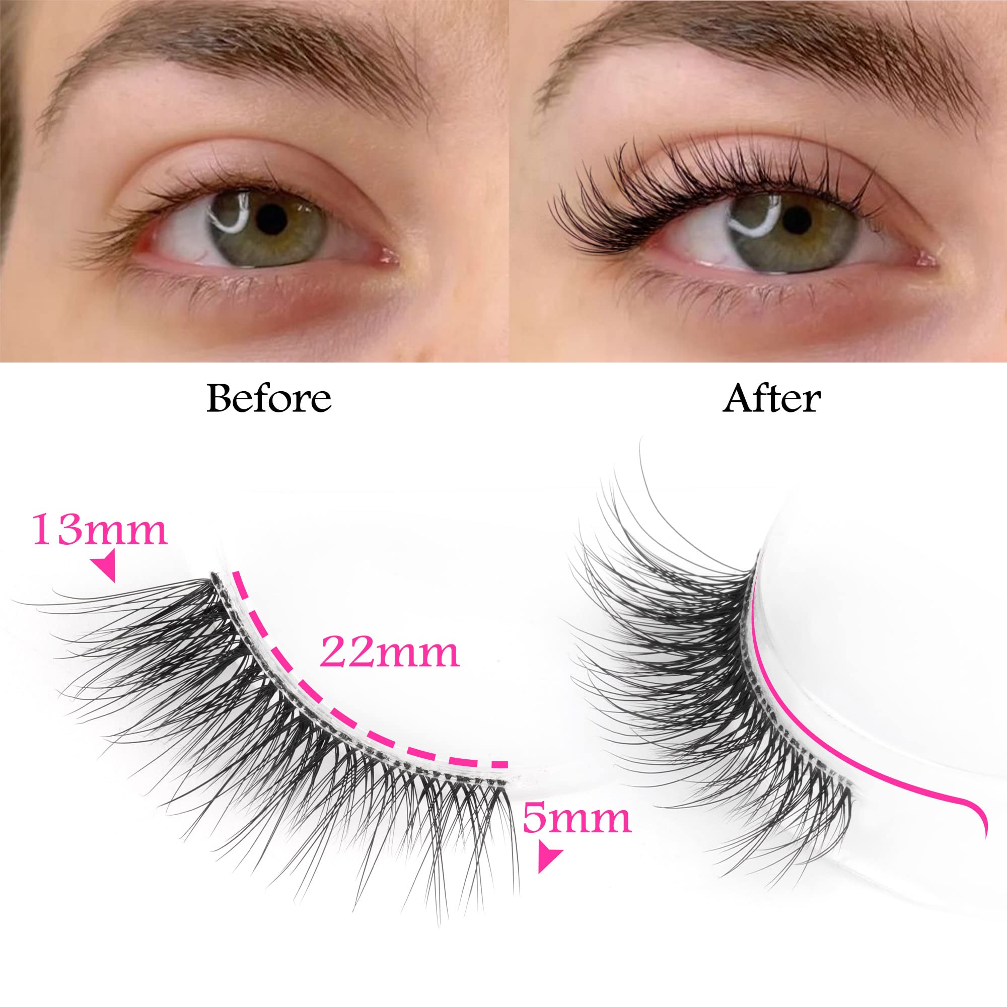 FANXITON 13mm lashes provide subtle extension that brightens the eyes.