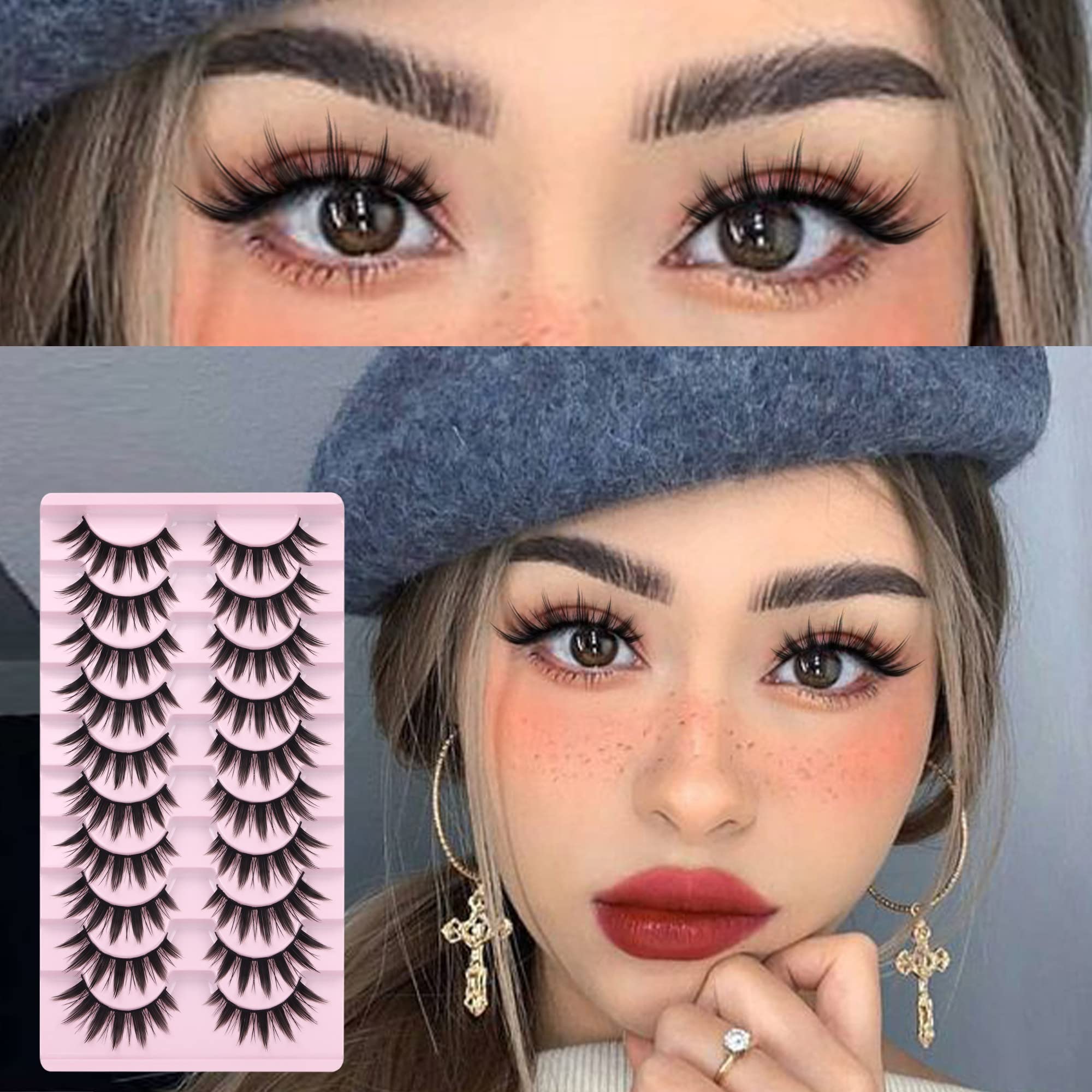 FANXITON Japanese-style 16mm lashes for dramatic eye elongation.