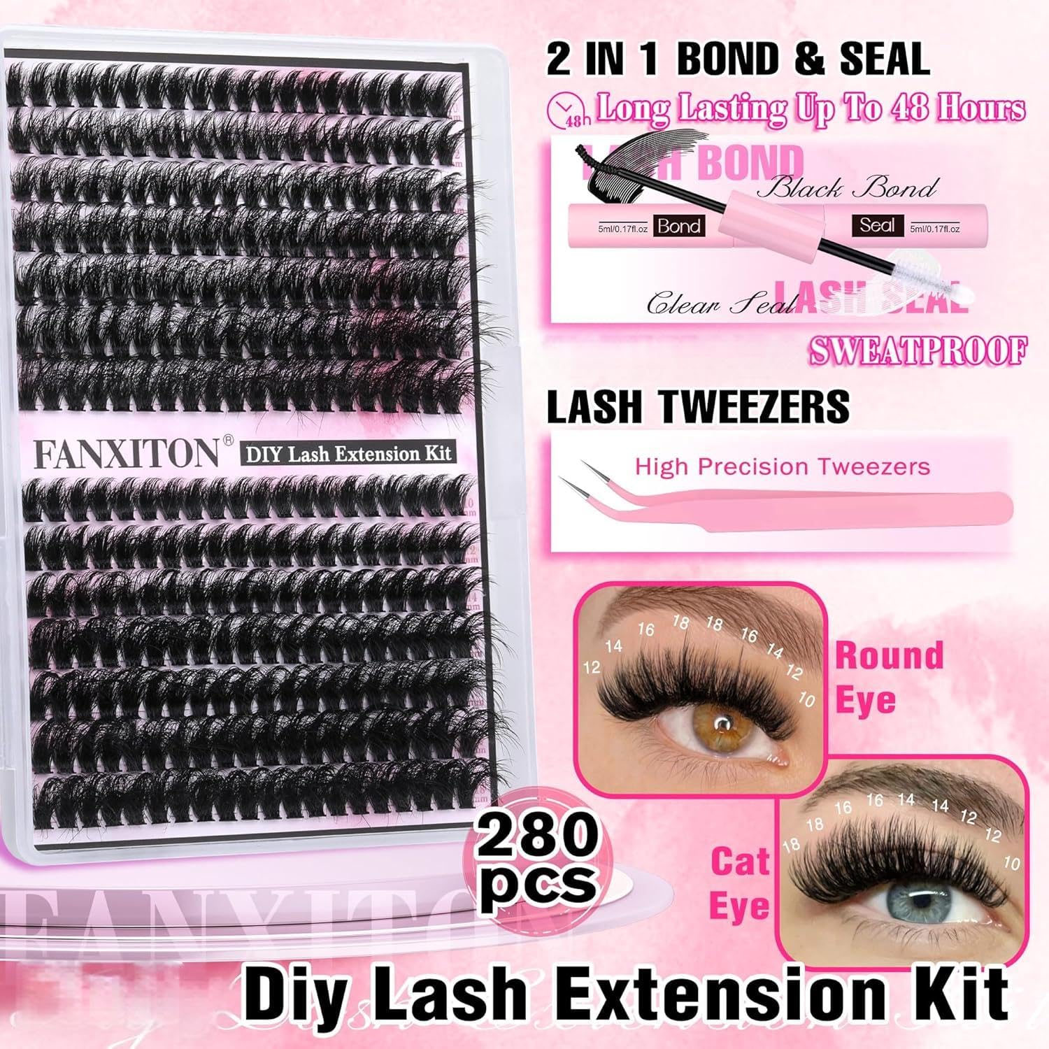FANXITON lash bond adhesive bottle for strong hold and long wear