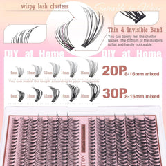 FANXITON lash-clusters-8-16mm close-up showing lightweight fibers
