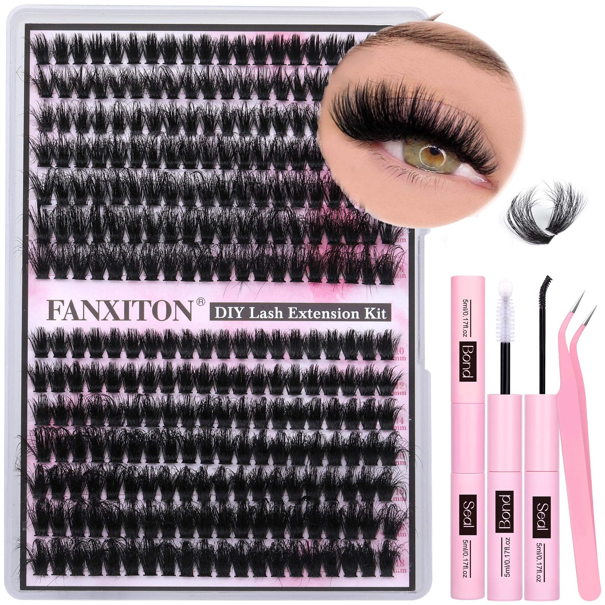 FANXITON lash clusters kit with 280 pieces for customizable DIY looks