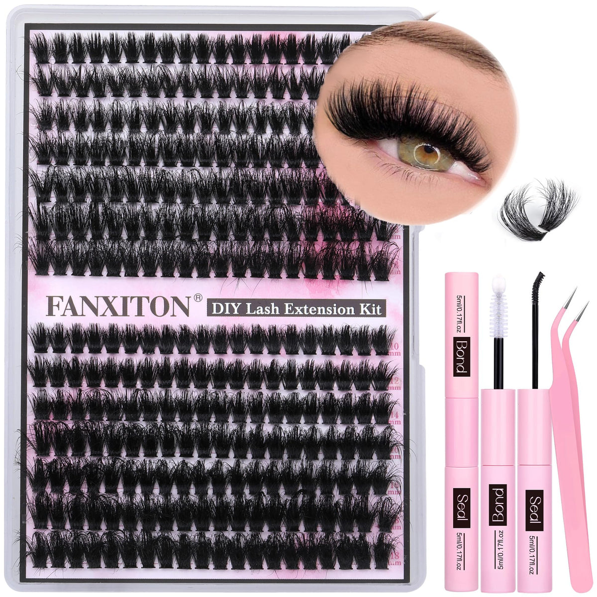 FANXITON lash clusters kit with 280 pieces for customizable DIY looks