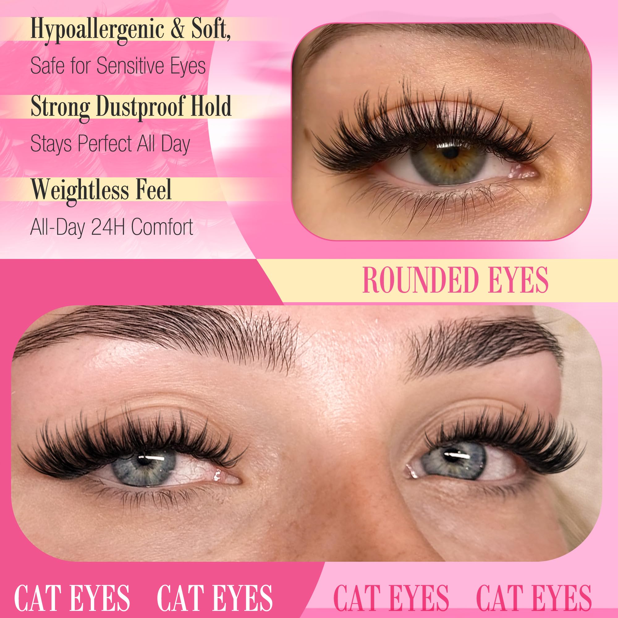 Fanxiton manga lash clusters kit in use, weightless wide-eyed anime look.