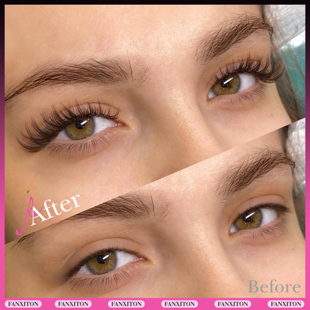 Fanxiton soft chemical fiber lashes with D curvature for comfortable wear.