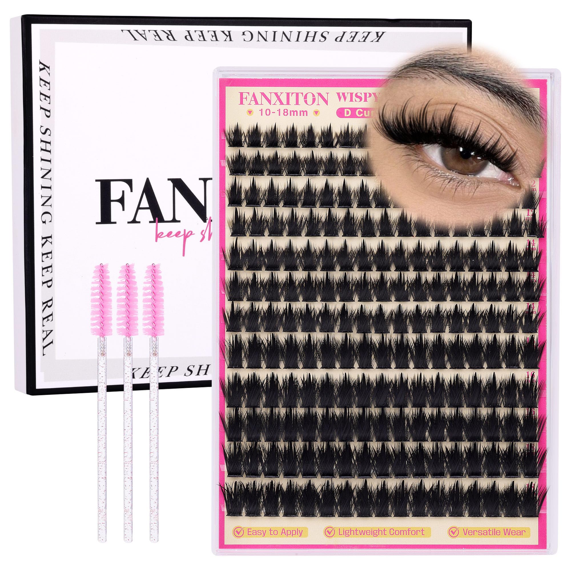 FANXITON spiky cluster design for lightweight, dimensional lashes in daily wear