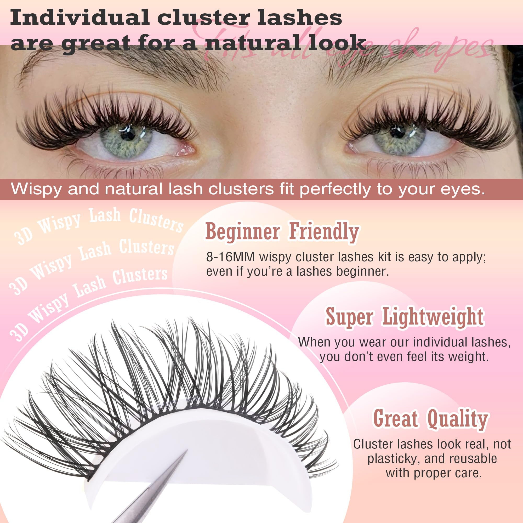 FANXITON sweatproof lash clusters designed for all-day wear.