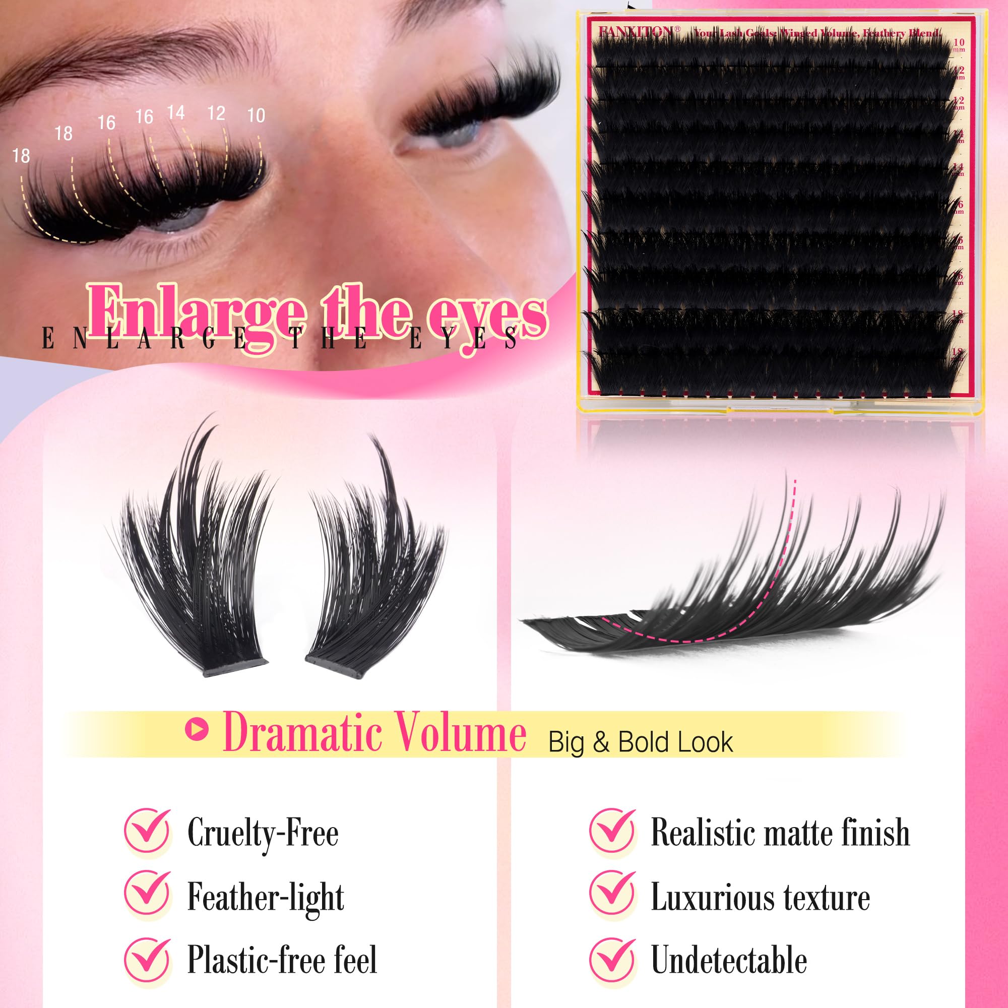 FANXITON volume lash clusters kit with precision tweezers for easy application.