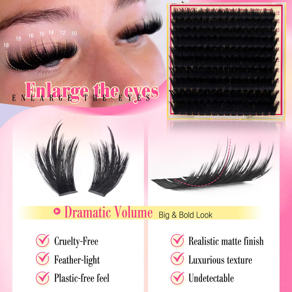 FANXITON volume lash clusters kit with precision tweezers for easy application.