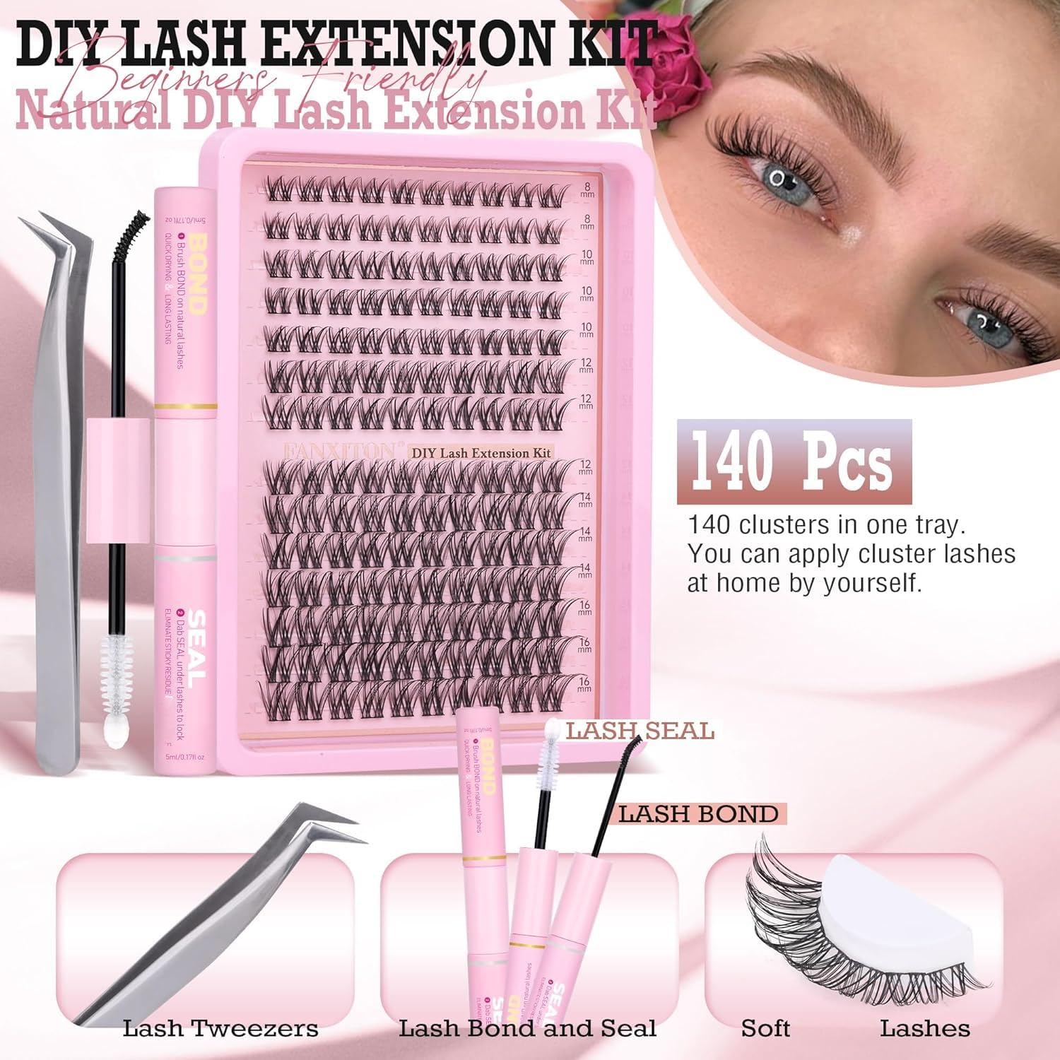 FANXITON wispy lash clusters 8-16mm for versatile looks.