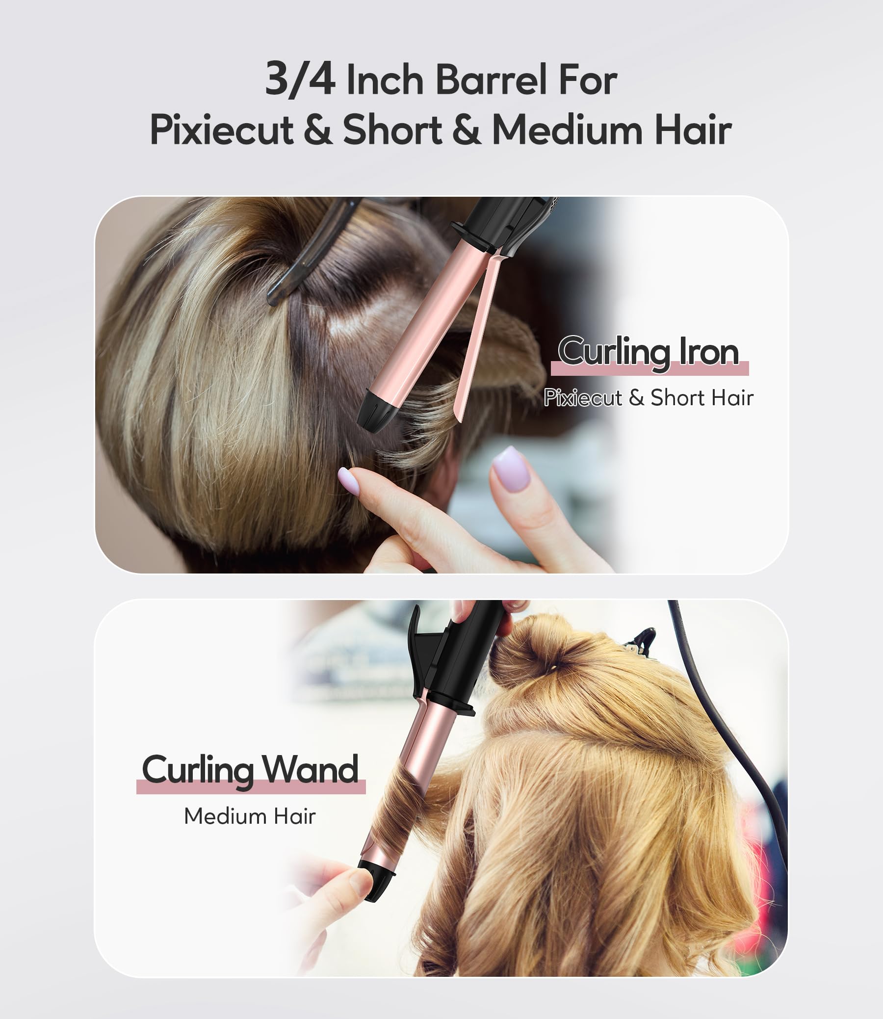 FARERY 3/4 inch barrel ideal for short hair volume.