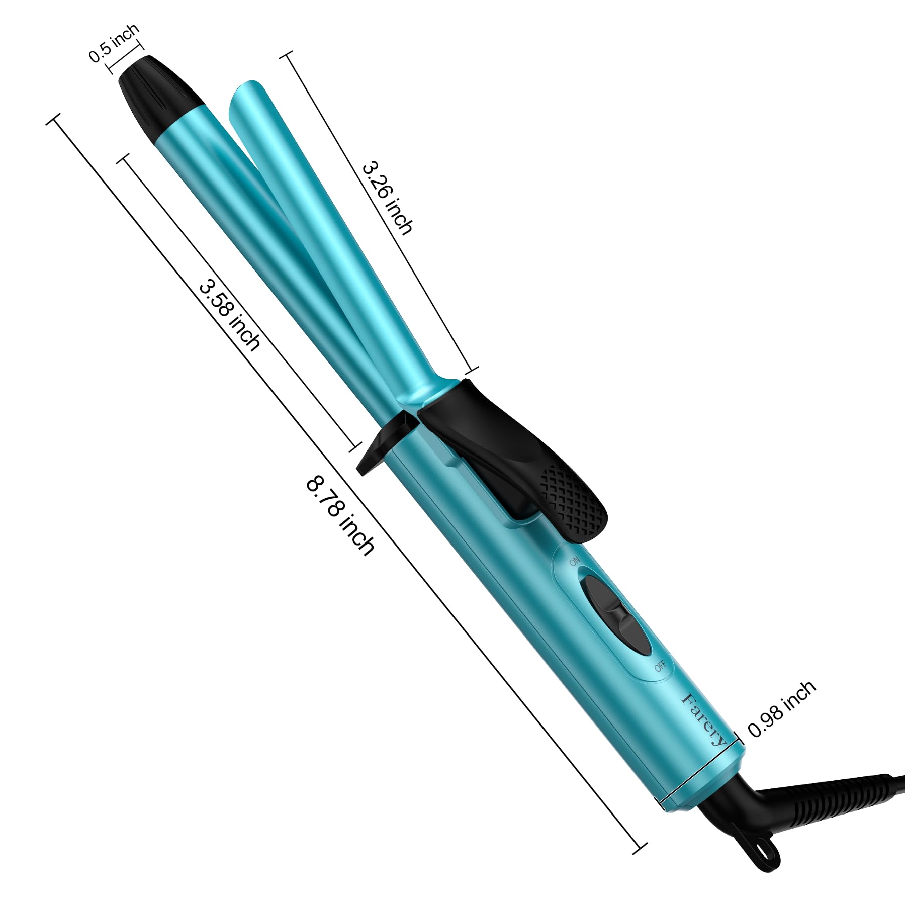 Farery 360-degree swivel cord demonstrated for flexible, tangle-free styling.