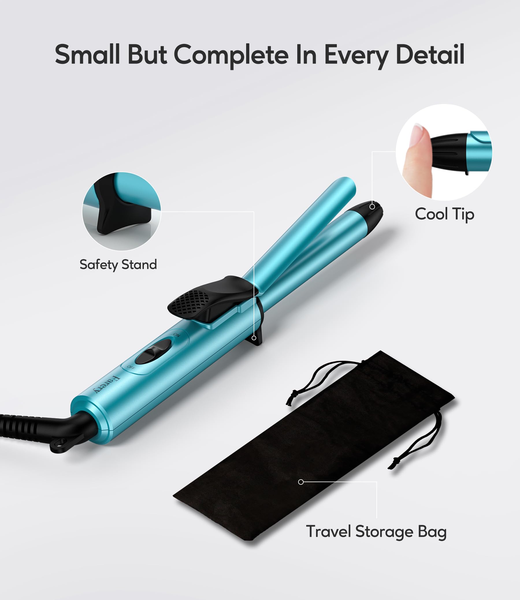 Farery 392°F styling temperature capability displayed for versatile hair textures.